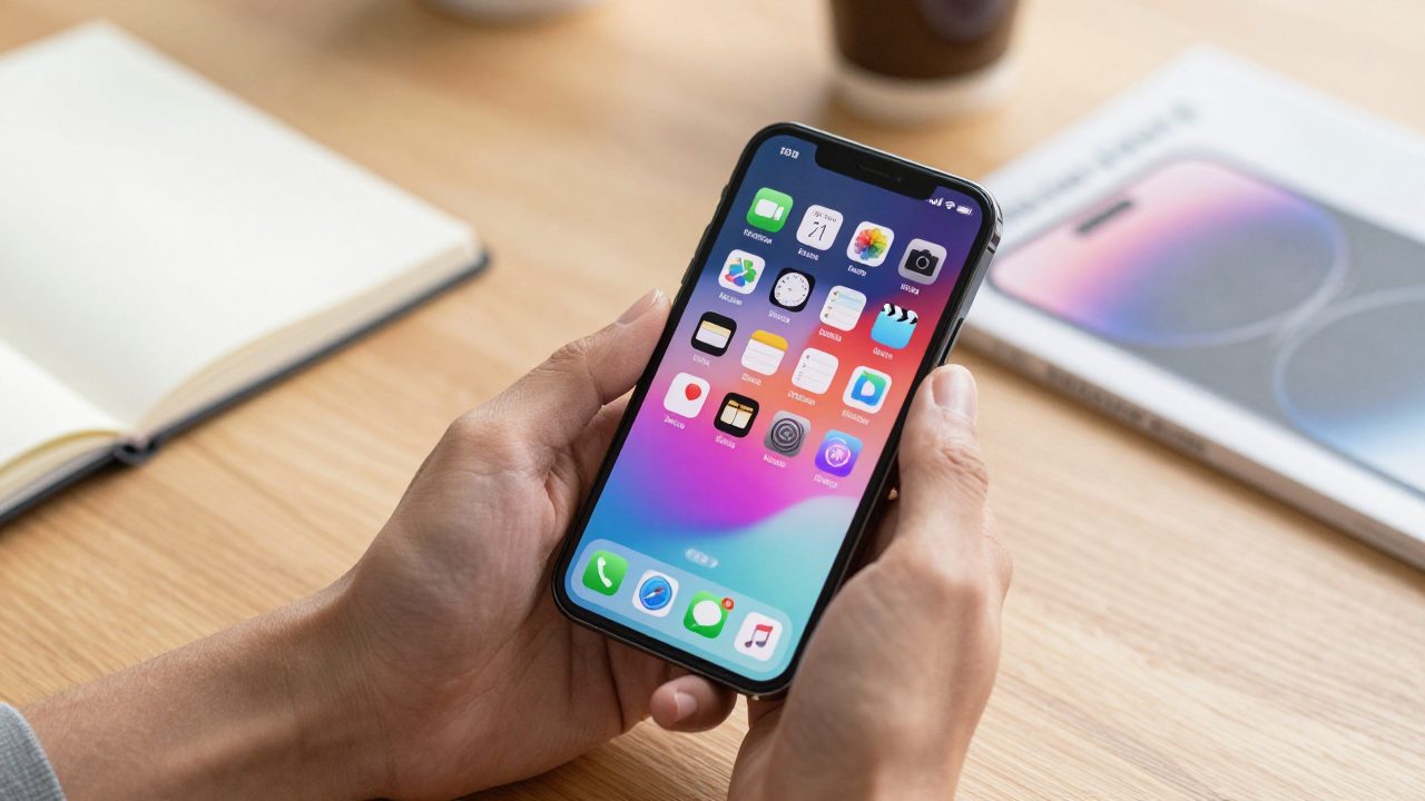 Mains tenant un iPhone affichant l